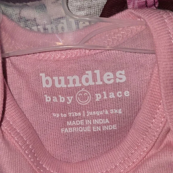 Kids Bundles Baby Place Bodysuits Pink/Purple NB, 3-6, 6-9m (5-Pack) - Picture 4 of 6